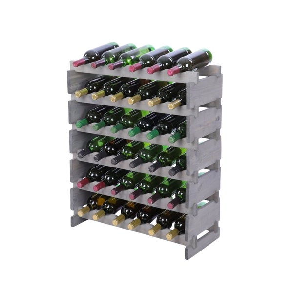 Weinregal VINOTECA FLEX PRO HxBxT 79x65x28cm 36 Flaschen auf 6 Ebenen Massives Kiefernholz Grau