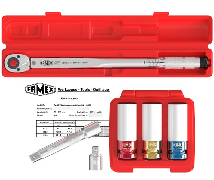 FAMEX 10886-3N-KS Drehmomentschlüssel 1/2 - 30-210 Nm