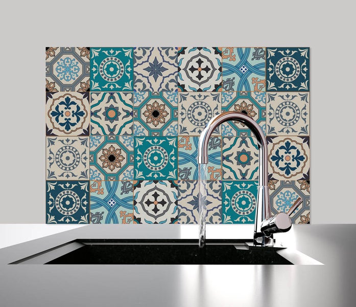 Küchen Spritzschutz | Küchenrückwand | Alu-DiBond | Fliesenschutz für den Herd und Spüle | Küche | Küchenfliesen | Fliesenspiegel | Rückwand, Größe: 60 x 40 x 0.3 cm Küchenrückwand und Spritzschutz Blau