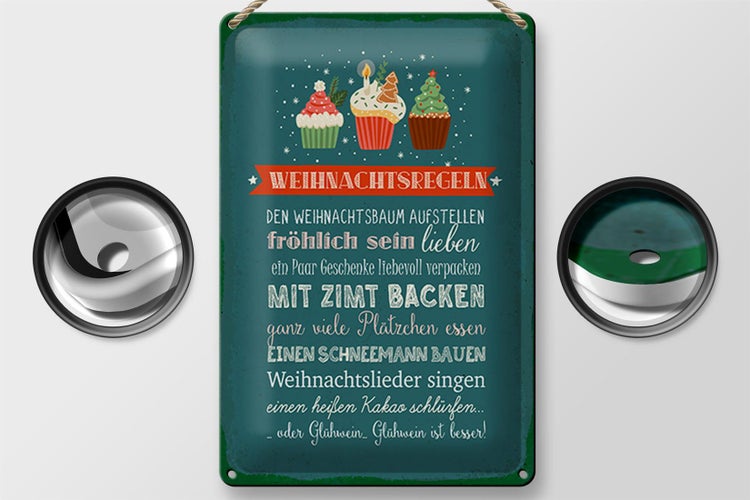 Blechschild Spruch 20x30cm Weihnachtsregeln