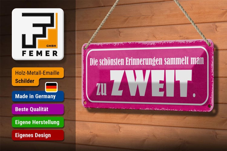 Blechschild Spruch 27x10cm die schönsten Erinnerungen Zweit Dekoration