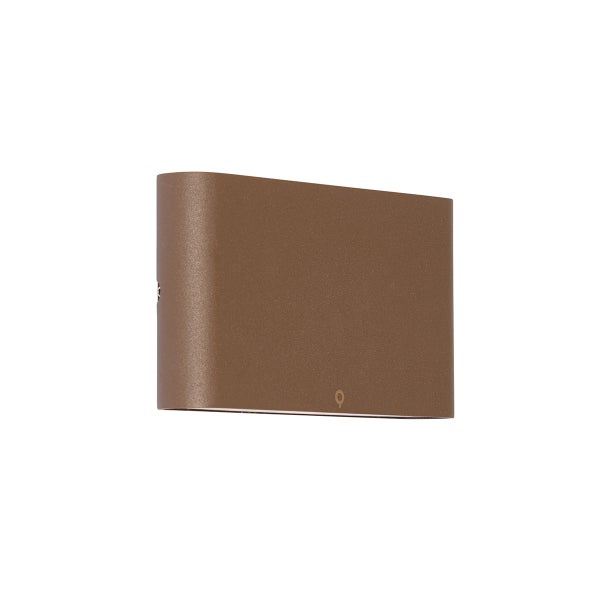 Moderne Wandleuchte aus Metall, rechteckiges Design mit abgerundeter Kante, braun, für den Innen- und Außenbereich.