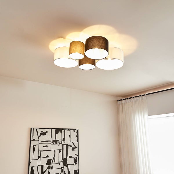 Lindby Deckenlampe Lettie (Skandinavisch) aus Textil (5 flammig, E27) - Deckenleuchte Lampe Wohnzimmerleuchte