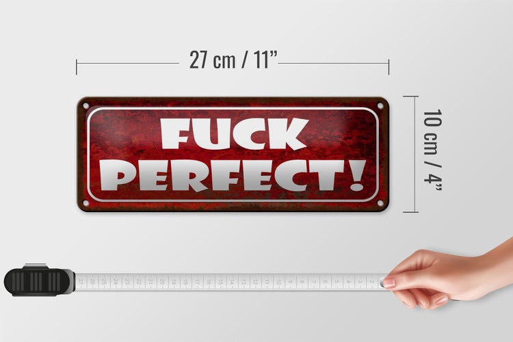 Blechschild Spruch 27x10cm fuck Perfect Dekoration