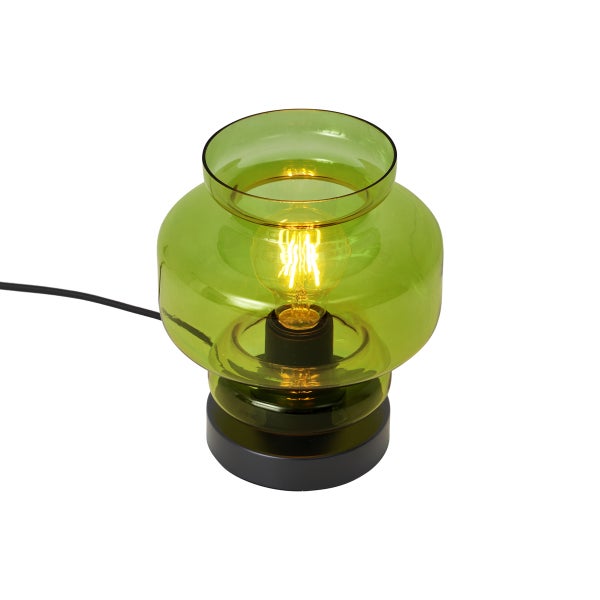 Grüne Glas Tischleuchte mit Leuchtmittel