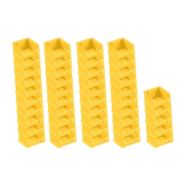 PROREGAL Trägersystem Graue Systemplatte mit 45 x Gelben Sichtlagerboxen 1.0 Maße H x B 50 x 100 cm Sichtlagerbox Sichtlagerbehälter