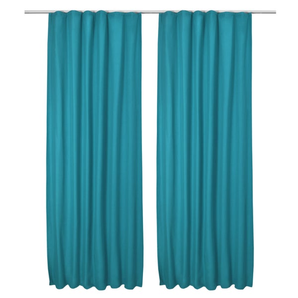 Beautissu Amelie TK Vorhang mit Kräuselband 140x245cm Türkis (2tlg)