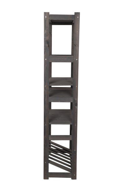 PROREGAL Getränkekistenregal SPREEWALD HxBxT 163x70x33cm 1 Ebene für Kisten + 5 Ablagen Massives Kiefernholz Grau geölt