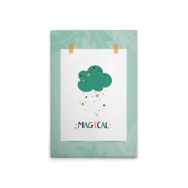 Dekoratives Poster mit Wolkenmotiv und dem Schriftzug 'Magical'