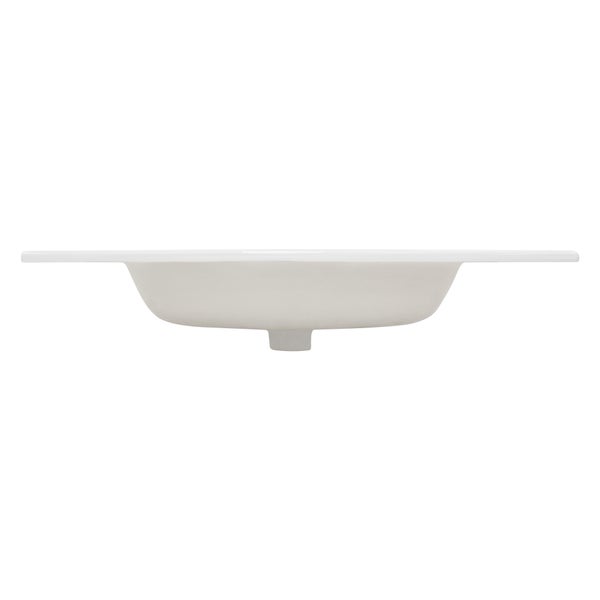 ML-Design Waschbecken aus Keramik Weiß 81x16,5x46 cm Eckig, Einbauwaschbecken mit Hahnloch und Überlauf, Aufsatzwaschbecken Einbauwaschtisch Waschschale Waschplatz Handwaschbecken, für das Badezimmer