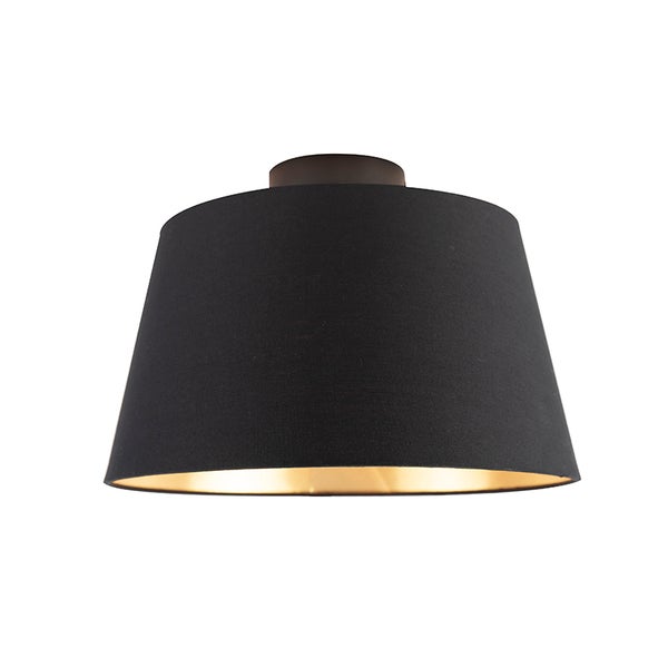 Deckenleuchte mit Baumwollschirm schwarz mit Gold 32 cm - Combi schwarz