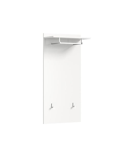 Prego Wandgarderobe 1 Ablage, 1 Kleiderstange, 2 Kleiderhaken Hochglanz weiß,weiß. 55 X 28 X 114 cm