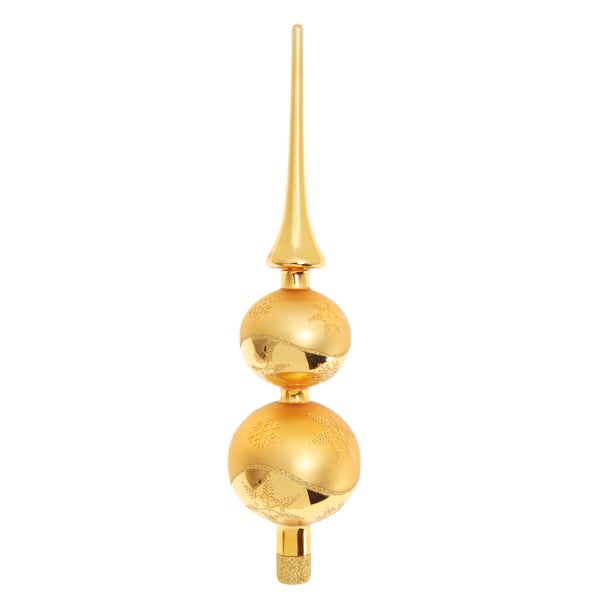 Gold glanz/matt 30cm Doppelspitze, Glasornament, handdekoriert, 1 Stck., Weihnachtsbaumkugeln, Christbaumschmuck, Weihnachtsbaumanhänger
