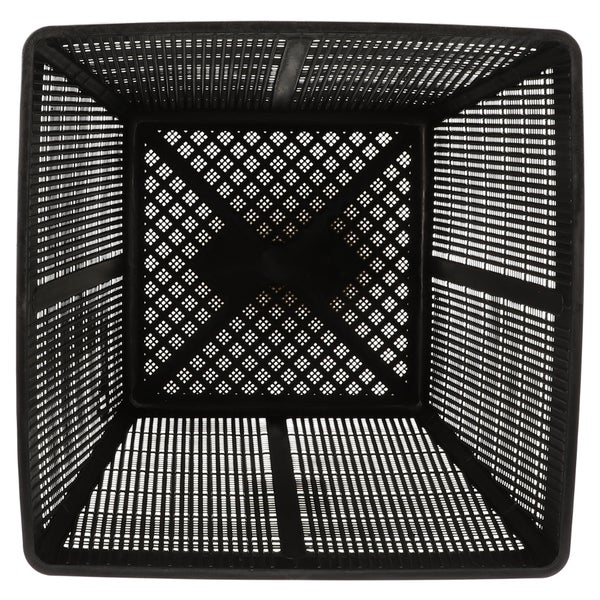 Schwarzer Pflanzkasten aus Kunststoff mit Gitterstruktur