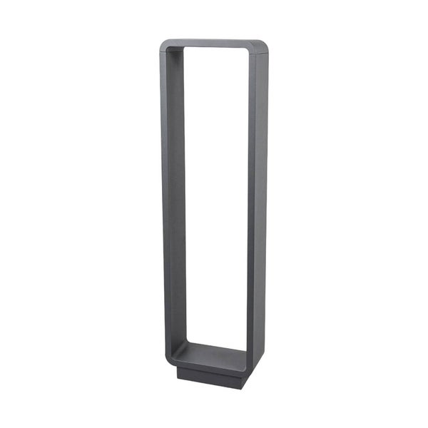 Rechteckige Außenstandleuchte aus Metall in Anthrazit mit offenem Rahmendesign.