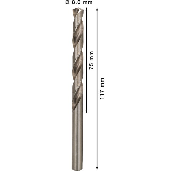 Bosch PRO Metal HSS-G Spiralbohrer 8 x 75 x 117 mm - 2608595072