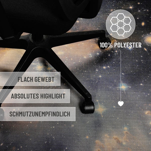 Gewebter Gamerteppich bedruckt Schwarz Multi Galactic Glow WECONhome 110x160 cm