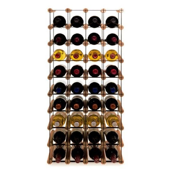 PROREGAL Modulares Weinregal Vinotega Mod Metal HxBxT 92,5 x 42,5 x 24,5 cm 4 x 9 Flaschen Massives Kiefernholz Braun Geölt