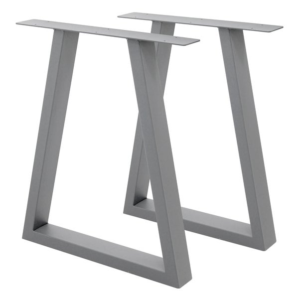 ECD Germany 2x Tischbeine Trapez Design, 60 x 72 cm, Grau, aus pulverbeschichtetem Stahl, Industriedesign, Metall Tischkufen Tischuntergestell Tischgestell Möbelfüße, für Esstisch Schreibtisch