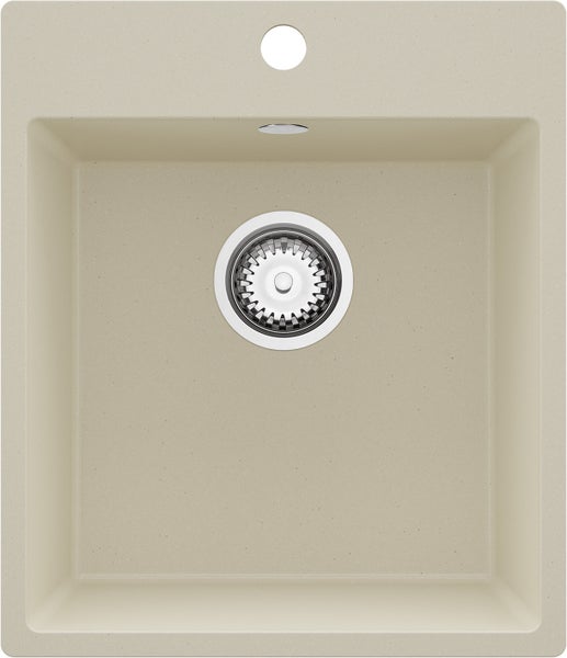 Spülbecken aus Quarzkomposit mit Siebkorbventil