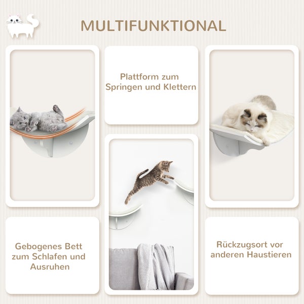 Multifunktionale Katzen-Wandliege und Kletterstufen zum Springen, Schlafen und Ausruhen als Rückzugsort für Haustiere.