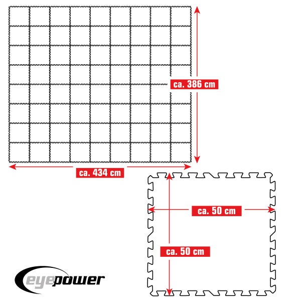 eyepower 16,8 m² Poolunterlage - 72 EVA Matten 50x50 - Outdoor Pool Unterlage - Unterlegmatten Set