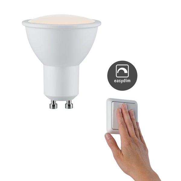 LED Leuchtmittel mit EasyDim Funktion und Betätigung eines Lichtschalters.