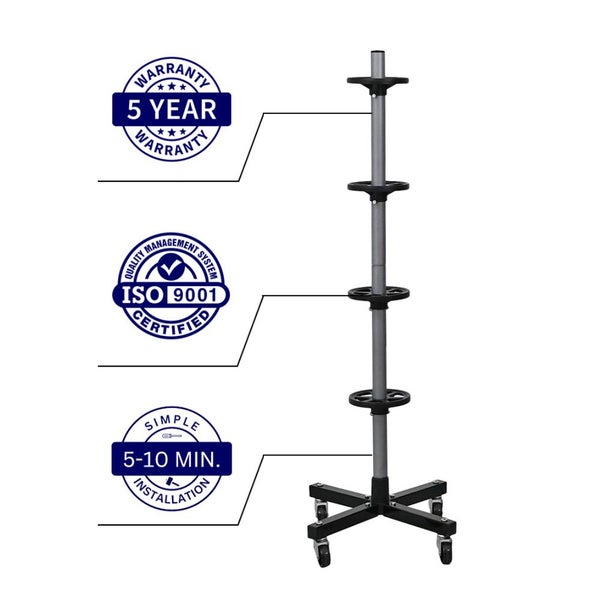 PROREGAL Fahrbarer Felgenbaum CARRERO für Autoreifen HxBxT 115,5x46x46cm, bis zu 4 Reifen, Schwarz