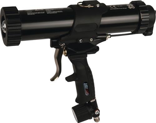 Druckluft Kartuschenpistole fuer Kartuschen zum gleichmaessigen Auftragen von Dichtstoffen und Klebstoffen.