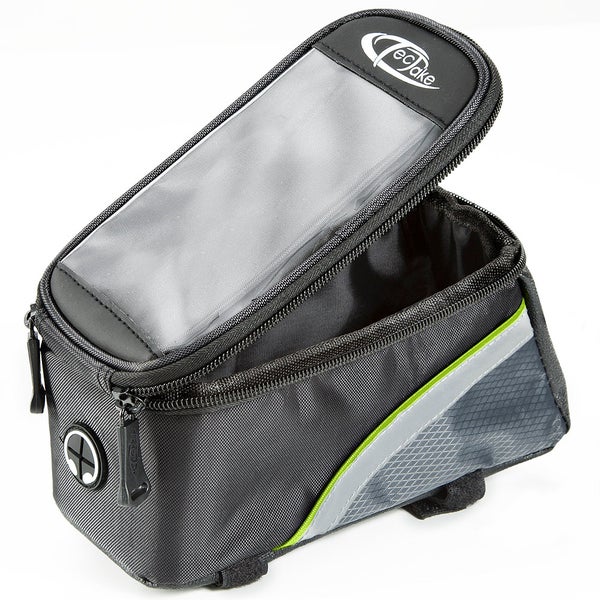 Fahrradrahmentasche mit transparentem Fach und Reißverschluss