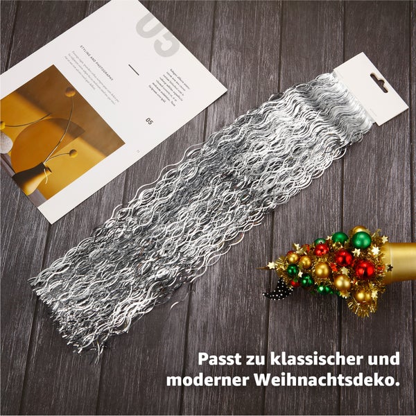 Silberne Lametta Girlande für die Weihnachtsdekoration