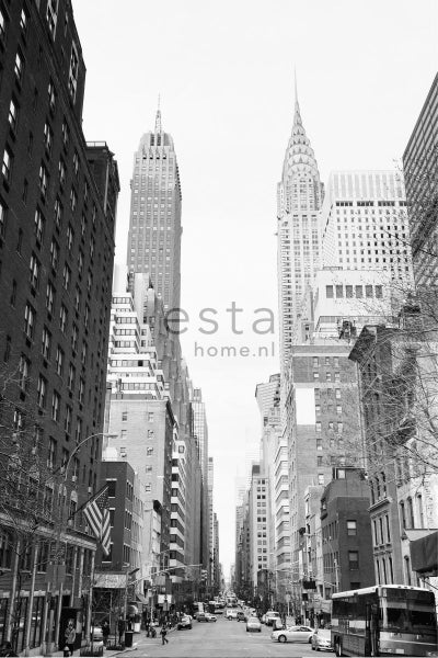 ESTAhome Fototapete Blick auf die Straßen von New York Schwarz und Weiß - 186 x 279 cm - 157706