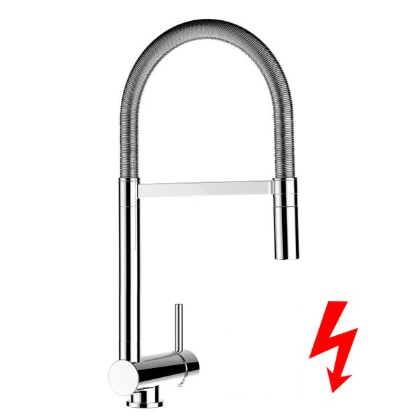 NIEDERDRUCK Wasserhahn Vorfenster Küchenarmatur, Umklappbar 6 CM, mit 360° schwenkbarem Auslauf, abnehmbare 2 strahl Handbrause, Verchromt