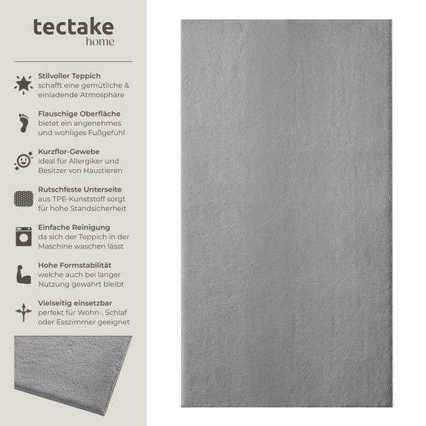 Kurzflorteppich tectake rutschfeste Unterseite verschiedene Größen und Farben 60 x 110 cm