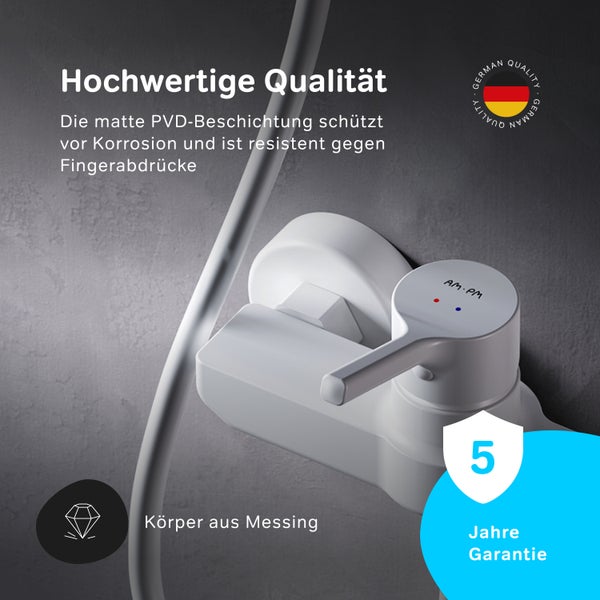Wandarmatur für Waschbecken, kompakt für Gäste WC geeignet, kompatibel mit Durchlauferhitzern und Speichertanks.