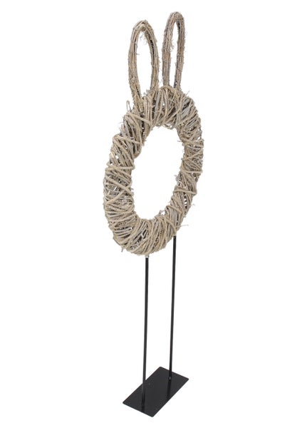 FRANK FLECHTWAREN|Osterdeko Hasenöhrchen, 42 x 10 x 100 cm, WEIDE, METALL, JUTE