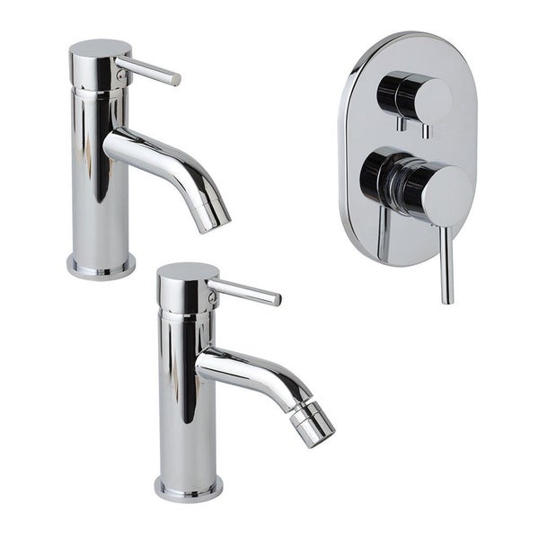 Waschtischarmatur, Bidetarmatur und Unterputz-Brausearmatur aus Metall