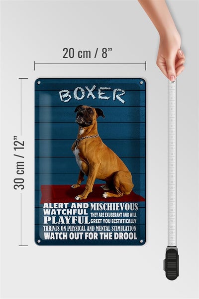 Blechschild Spruch 20x30cm Boxer Hund watchful playful