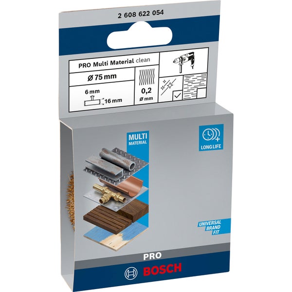 Bosch PRO Multi Material clean Scheibenbürste 75 x 0,20 mm gerader Schaft - 2608622054