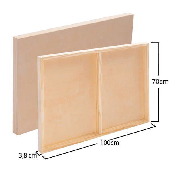 Holz-Malgrund 2er Set 100x70 cm (LxB) Birkenholz naturbelassen, Tiefe 3,8 cm  naturfarben