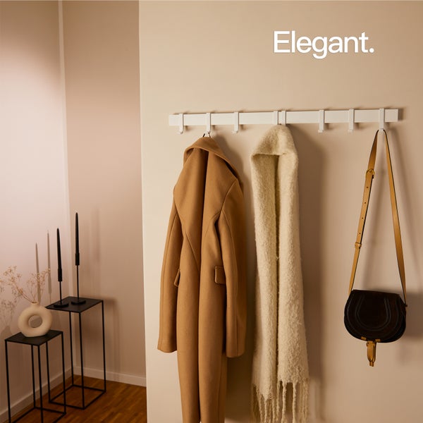 Designfabrik Hamburg Moderne Garderobenleiste  |  Wandgarderobe Weiß 80cm