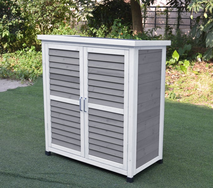Gartenschrank MOMO 87 x 47 x 95 cm grau-weiß