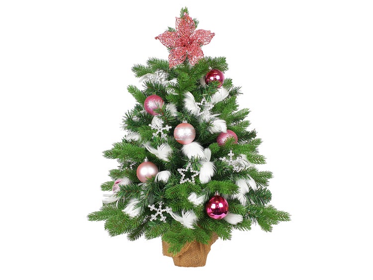 Künstlicher Weihnachtsbaum Bernard in Blumentopf 75cm, Tannenbaum Christbaum Kunstbaum Dekobaum mit Metallständer