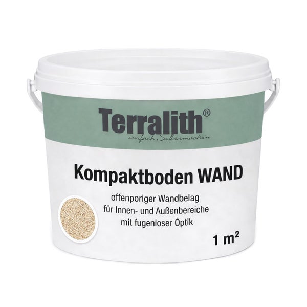 Terralith Kompaktboden WAND, offenporiger Wandbelag für Innen- und Außenbereiche, fugenlose Optik, 1 Quadratmeter.