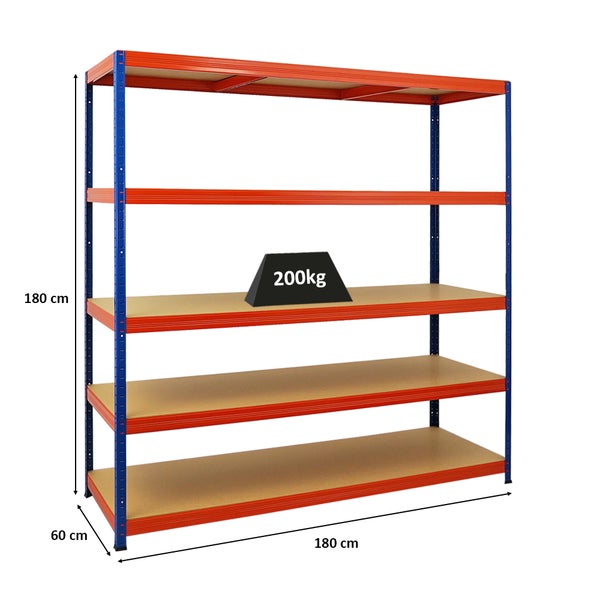 PROREGAL Schwerlastregal Giant Elephant HxBxT 180 x 180 x 60cm Fachlast 200kg Blau-Orange