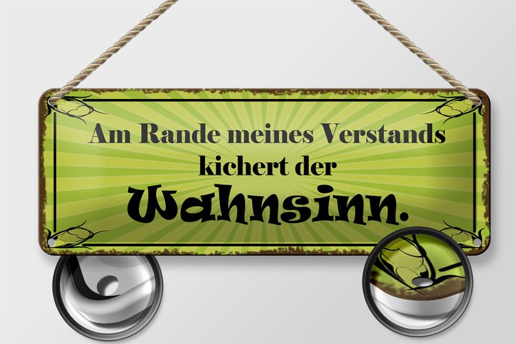 Blechschild Spruch 27x10cm Am Rande Verstands Wahnsinn Dekoration