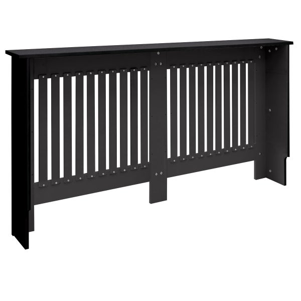 ECD Germany Heizkörperverkleidung Landhausstil 152x19x82 cm Schwarz aus MDF lackiert für Schlafzimmer Wohnzimmer Heizungsverkleidung Heizkörperabdeckung Heizungsabdeckung Heizung Heizkörper Abdeckung