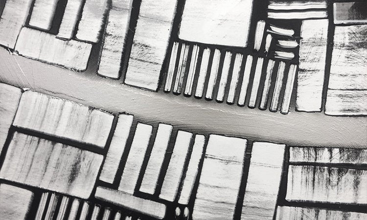 Das moderne Wandbild -Downtown- 180x60x2 cm handgemaltes Unikat