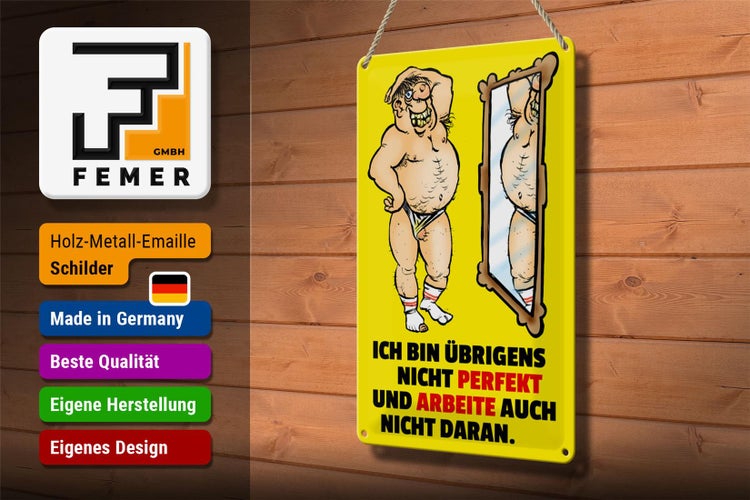 Blechschild Spruch 20x30cm Ich bin übrigens nicht perfekt