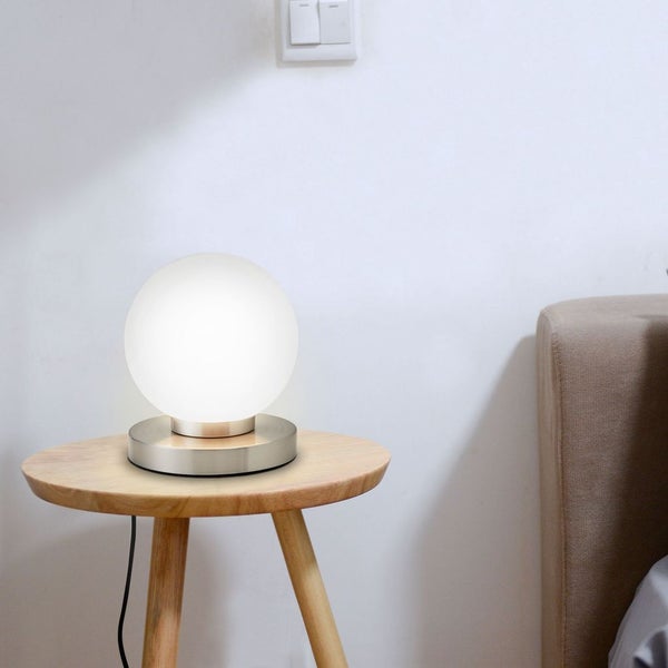 Nachttischlampe - touch, dimmbar, LED, E14 Fassung, Glas, chrom